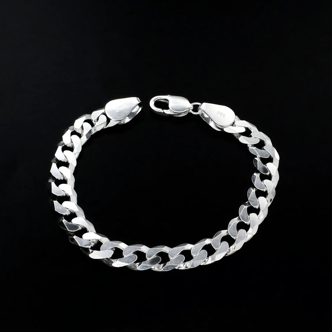925 Sterling Silver regular style Cuban Link Men's Chain Bracelet 8.5"