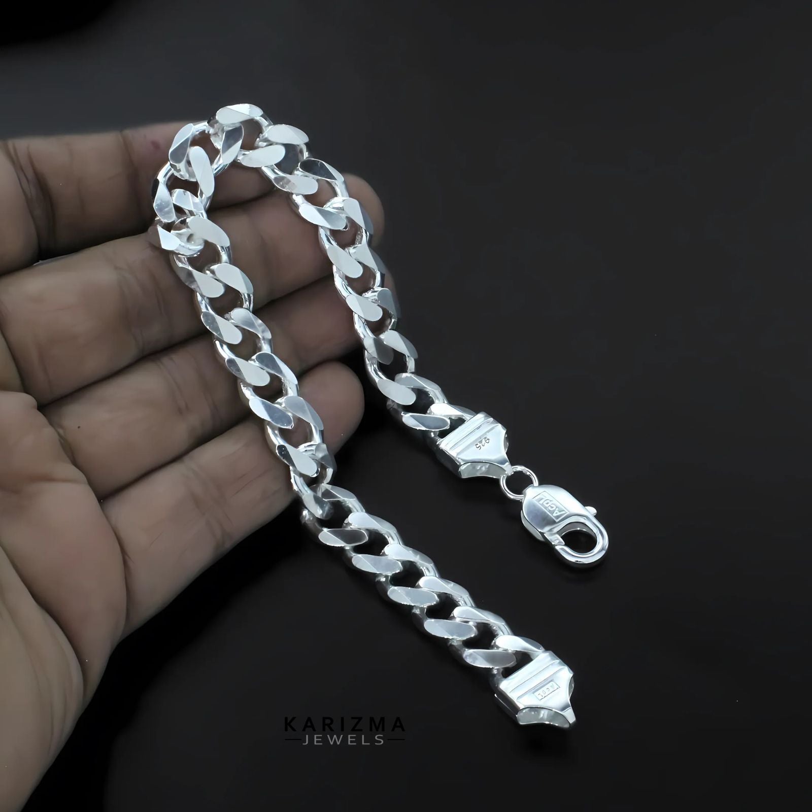 ワミレス　カリメロさま Solid Style Curb Link Design Men's Bracelet in 925 Sterling