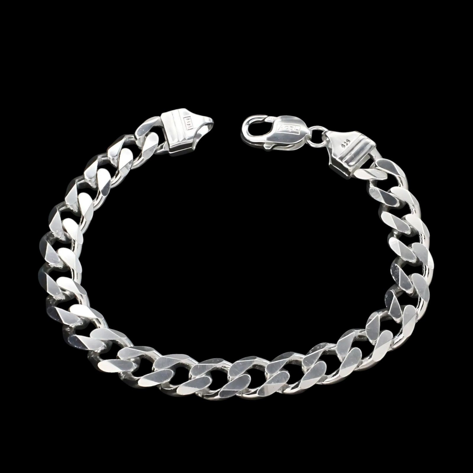 Solid Style Curb Link Design Men's Bracelet in 925 Sterling