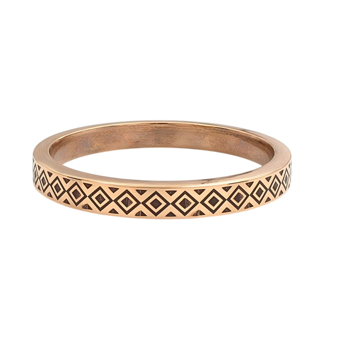 Lozenge Pattern Heavy Flat Engraved Copper Kada for Men