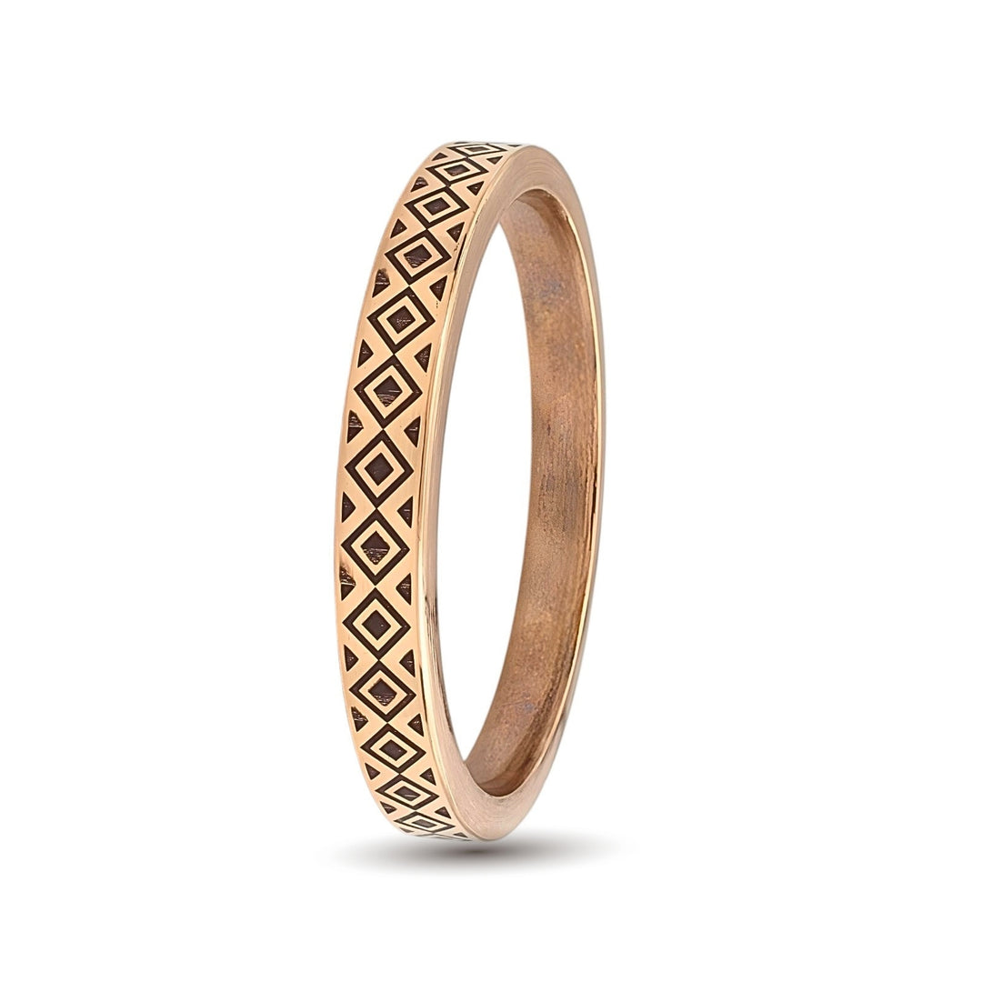 Lozenge Pattern Heavy Flat Engraved Copper Kada for Men