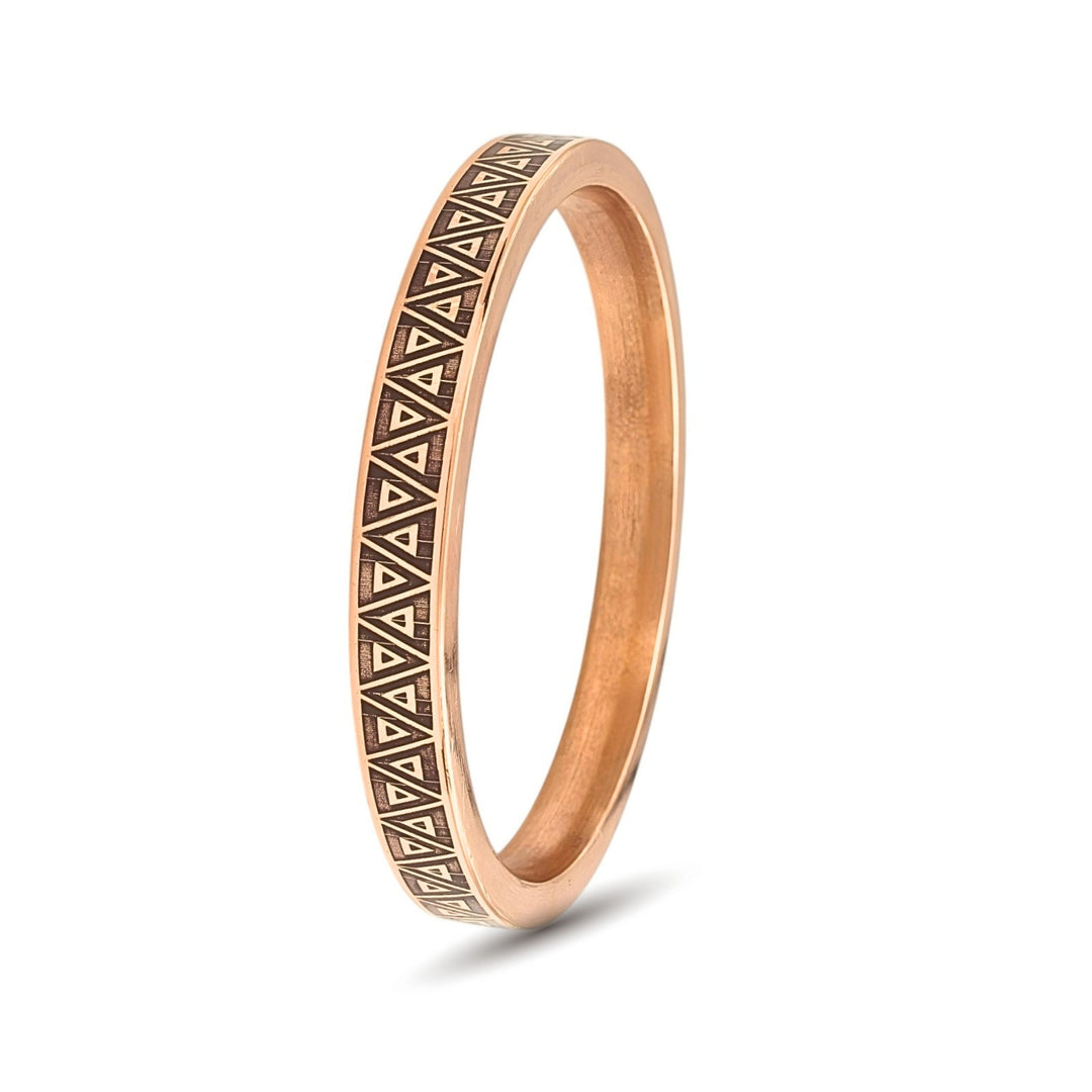 Heavy Engraved Tribal Geometry Copper Kada - Aztec Bracelet for Men