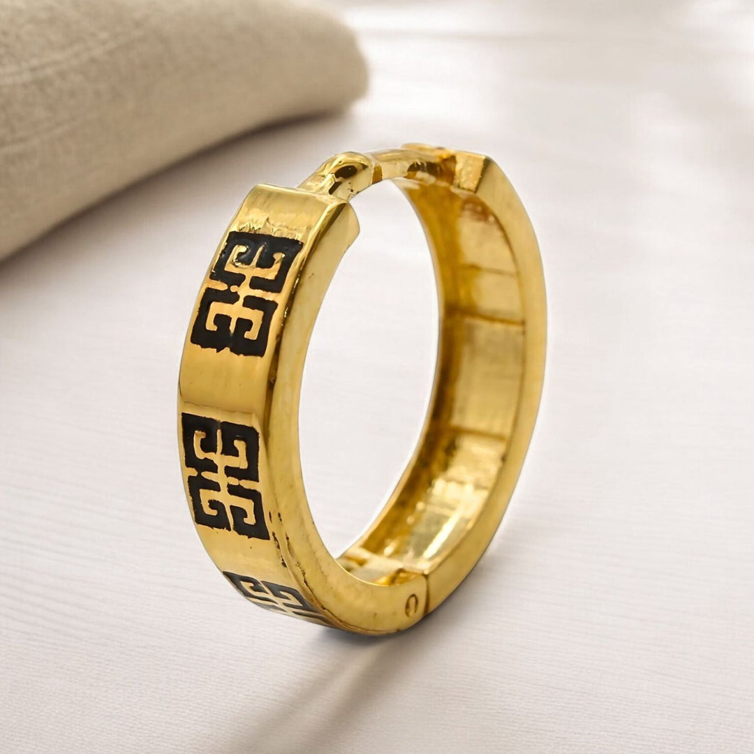 18k Real Solid Gold Indian hinged hoop Trendy Earrings