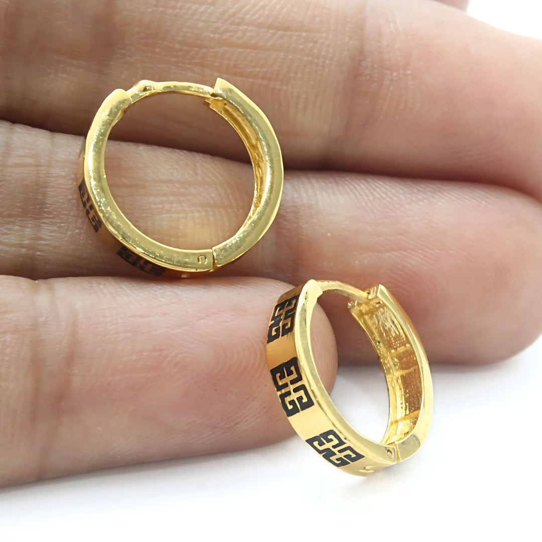 18k Real Solid Gold Indian hinged hoop Trendy Earrings
