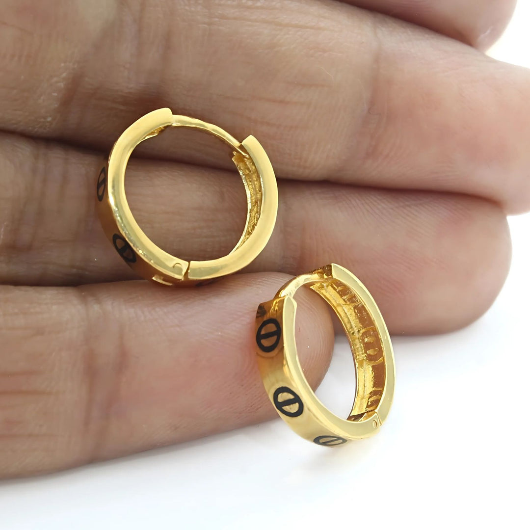 18k Real Solid Gold Indian hinged hoop Exquisite Earrings