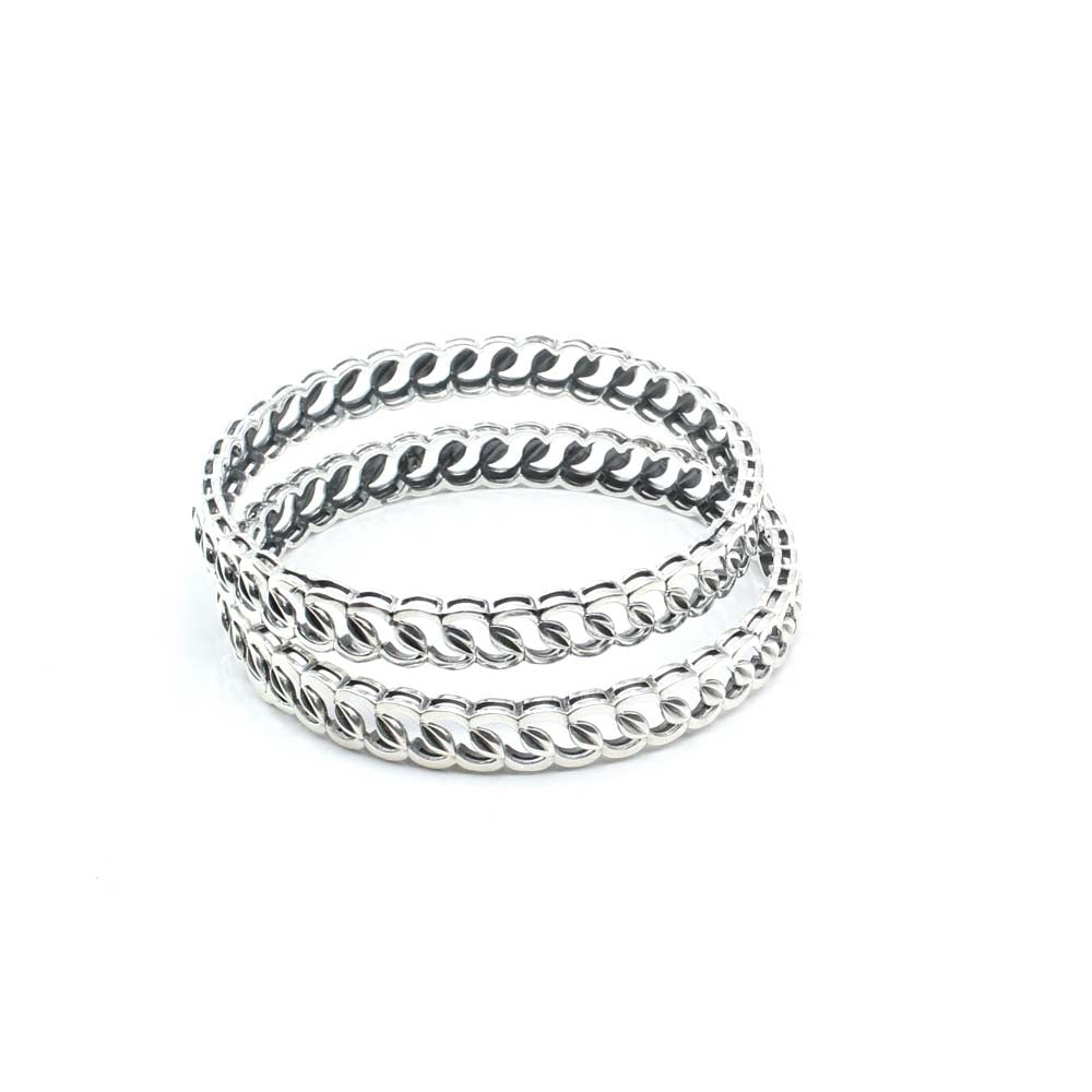 Trendy Real Sterling Silver Oxidized Women Bangles - 5.7 CM