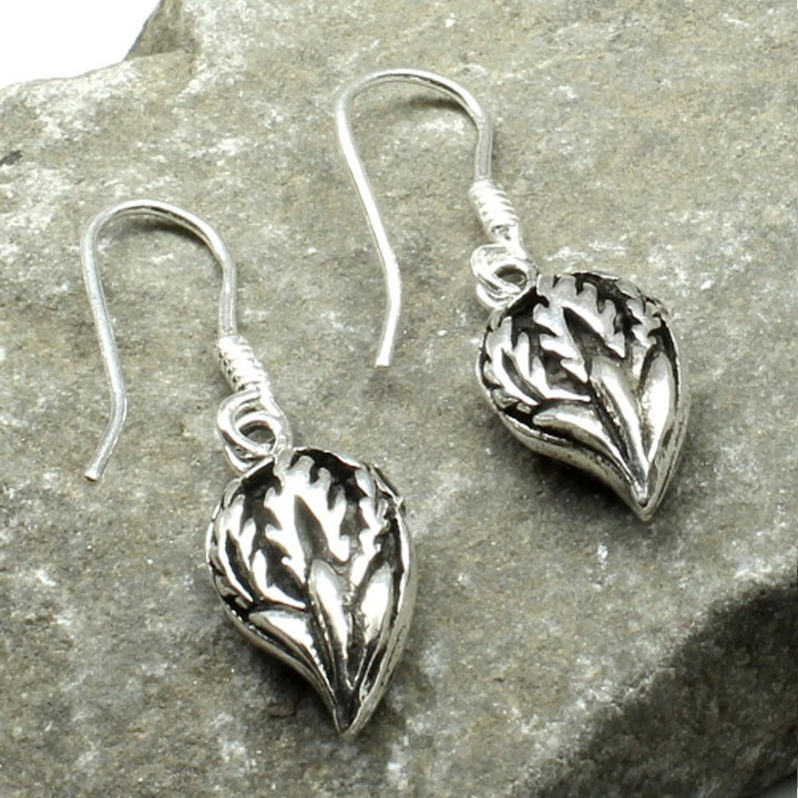 Leaf Oxidized dangle 925 Sterling Silver fish hook Earrings