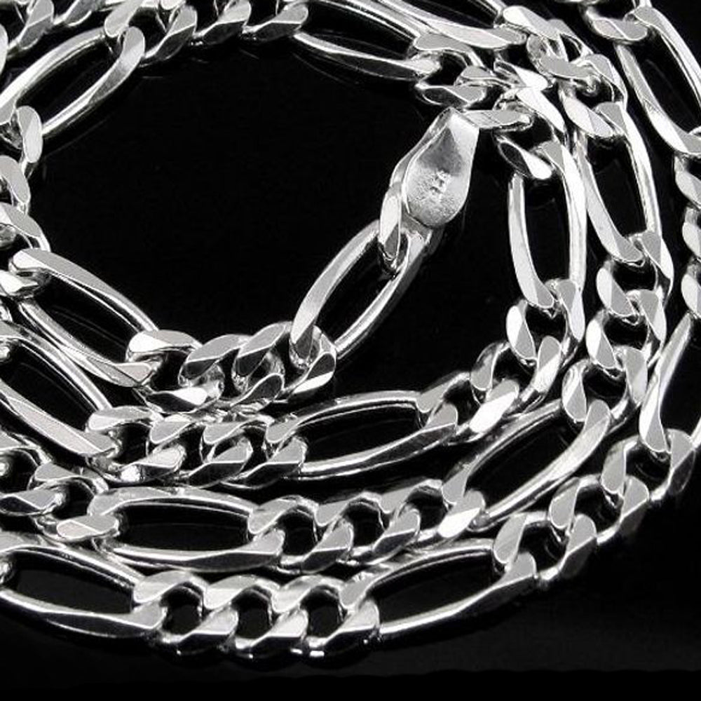 Real Solid .925 Sterling Silver Figaro Link Design 4.7mm Men's Chain 18&quot;