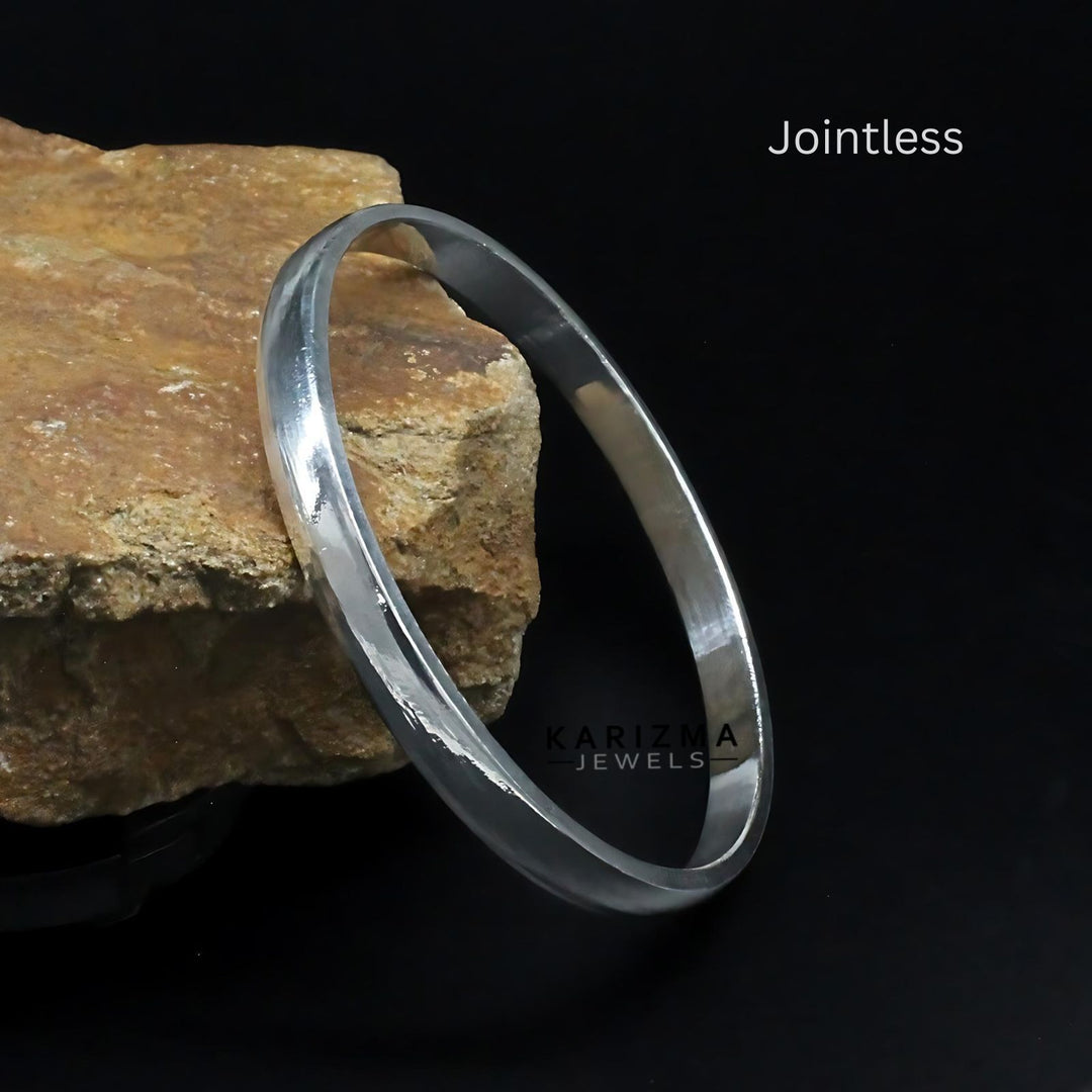 Handmade Jointless Solid Pure Silver Plain Bangle Bracelet Kada