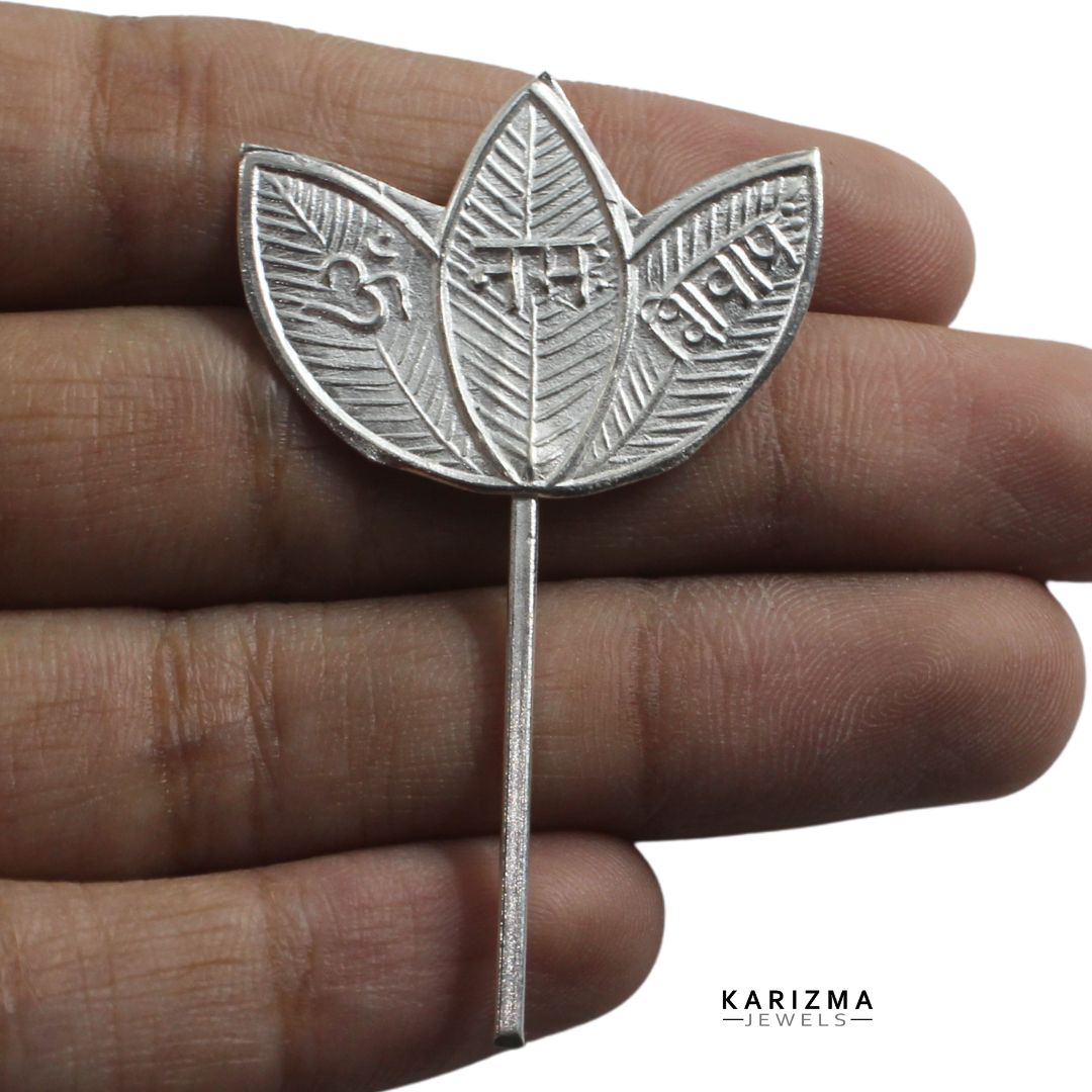 Real Silver Religious Shiva Belpatra Leaf Yantra for Lal kitab remedy