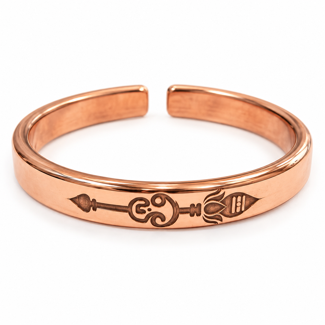 Lord Murugan Vel Engraved Copper Cuff – Adjustable Kada
