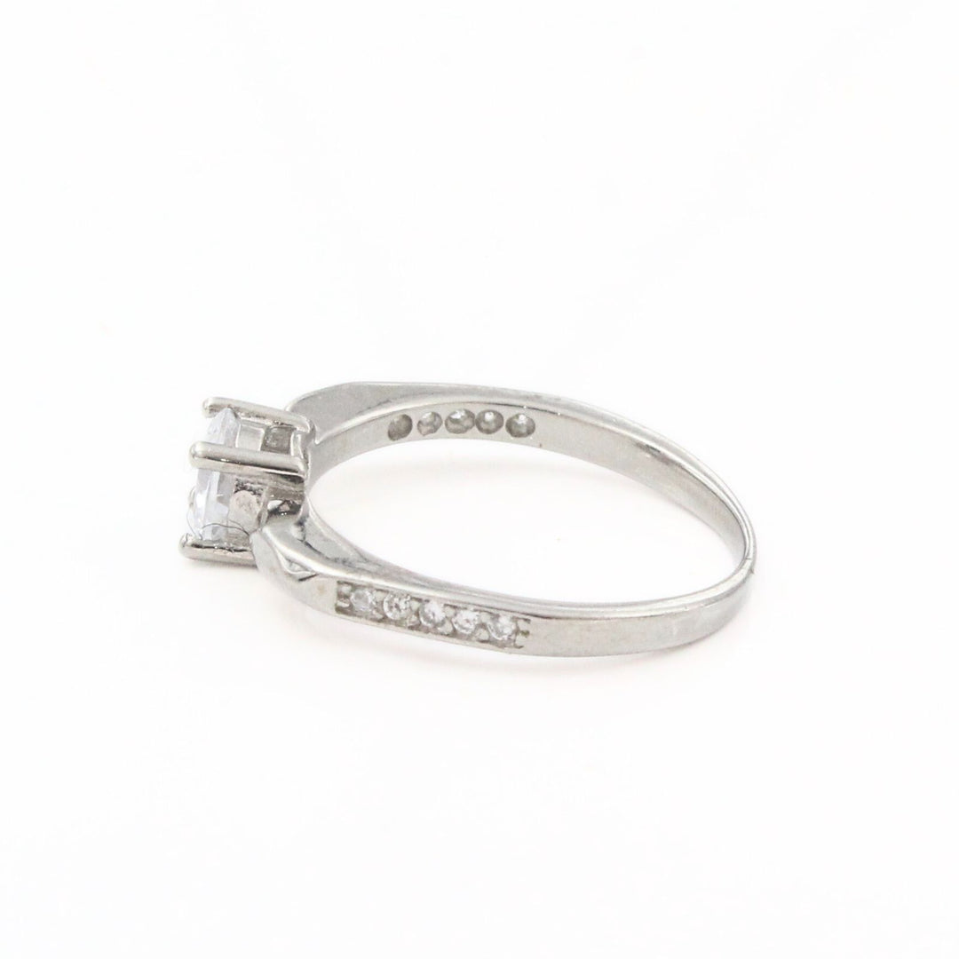925 Real Silver White CZ Platinum Finish Solitaire Ring