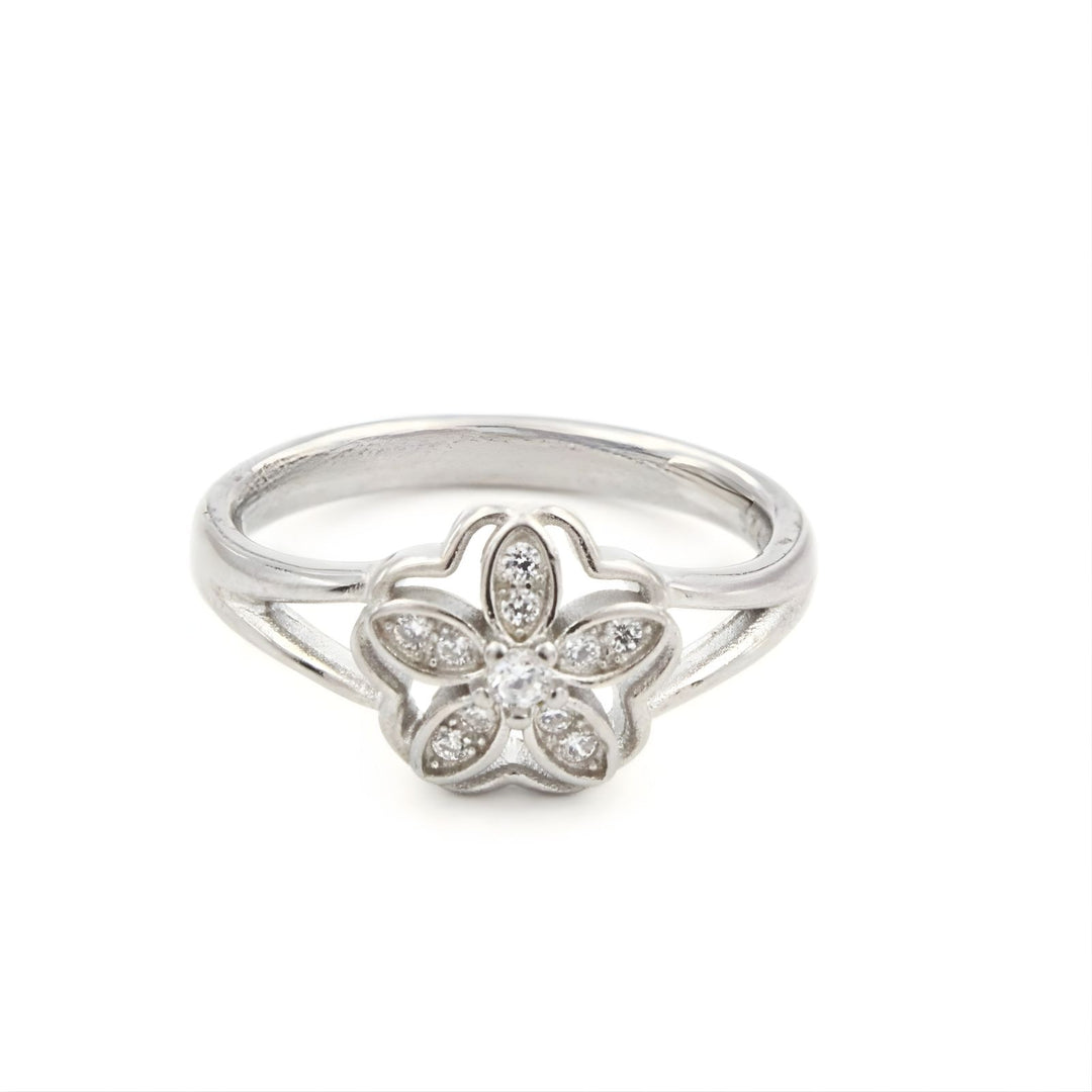 925 Real Silver Ring White CZ Studded Platinum Finish