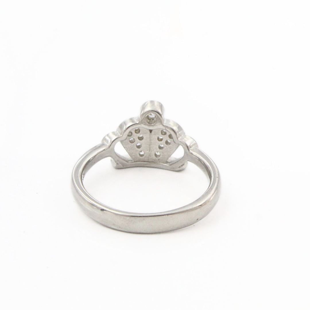 925 Real Silver White CZ Platinum Finish Princess Ring