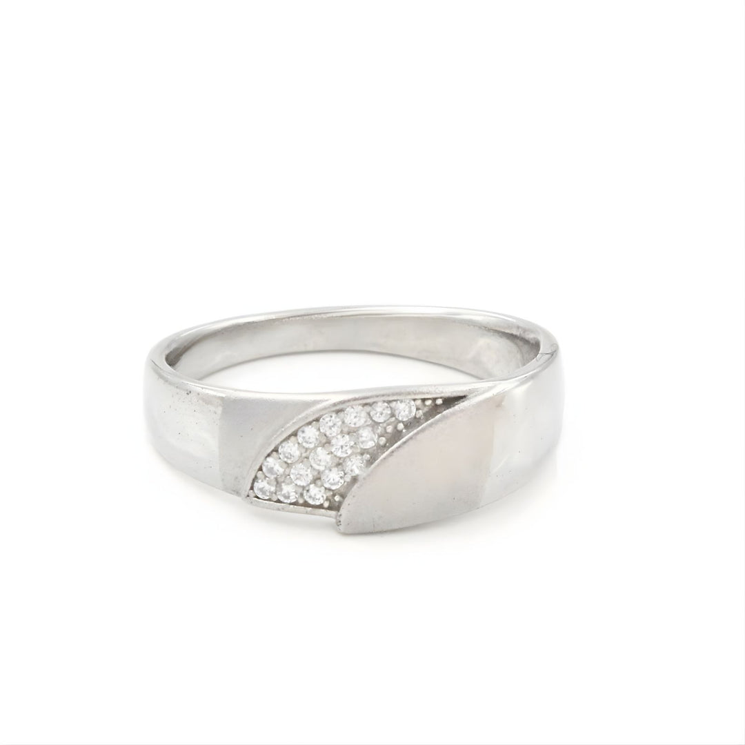 925 Real Silver CZ Men's Wave Wedding Band Ring