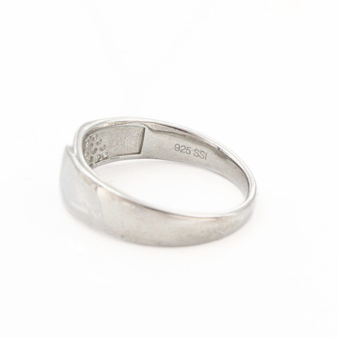 925 Real Silver CZ Men's Wave Wedding Band Ring