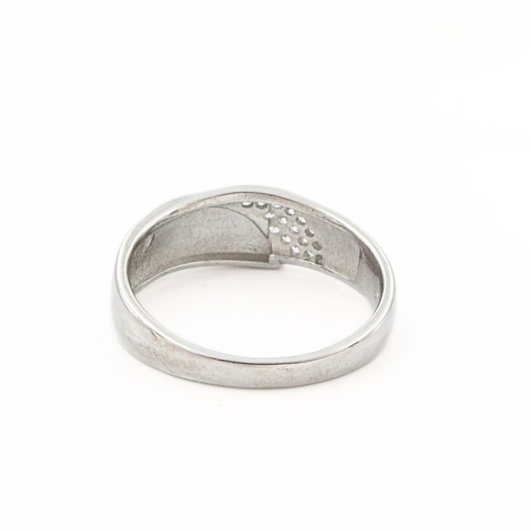 925 Real Silver CZ Men's Wave Wedding Band Ring