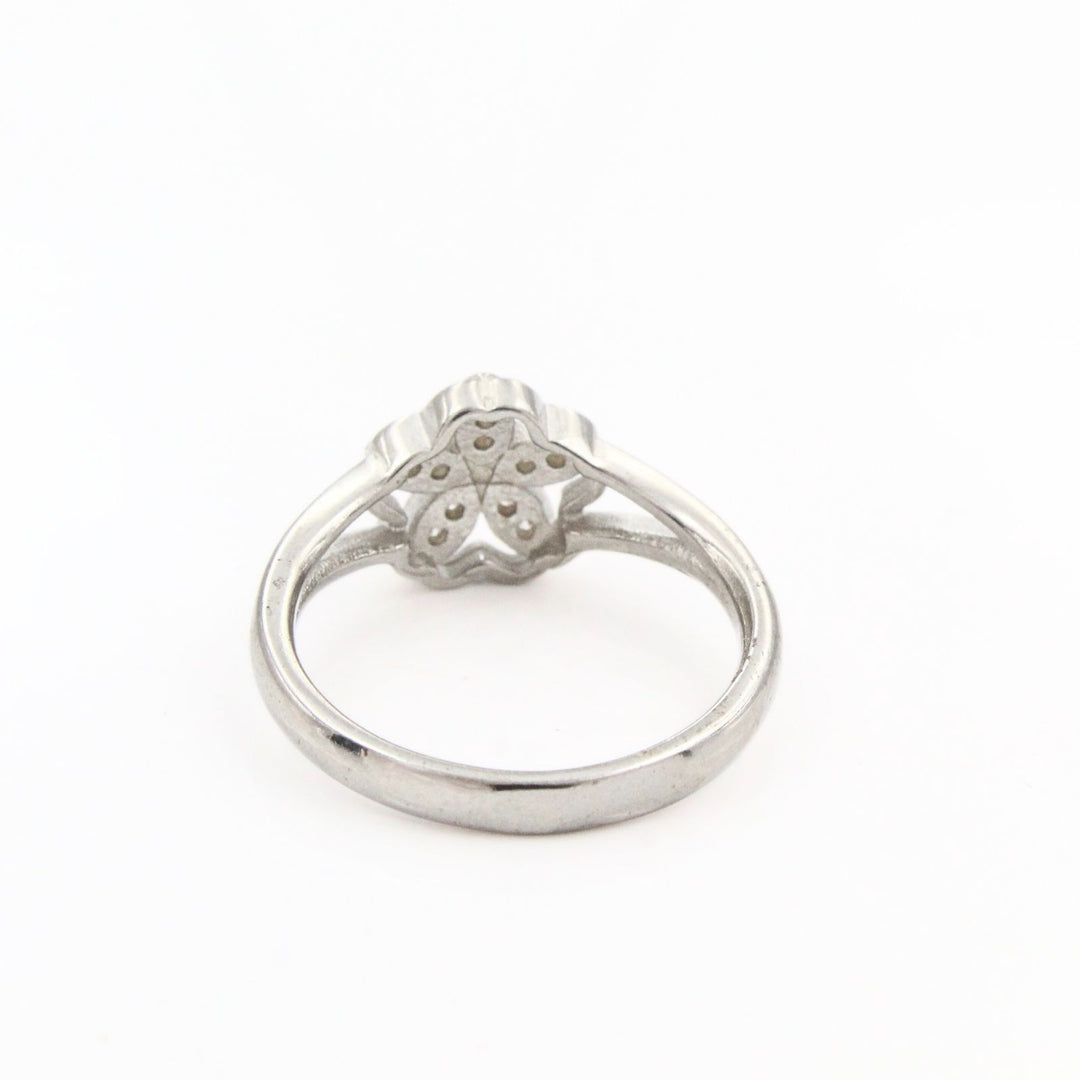 925 Real Silver Ring White CZ Studded Platinum Finish