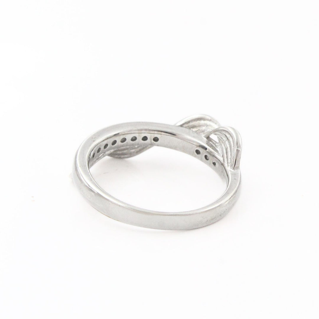 925 Real Silver White CZ Platinum Finish Bypass Ring