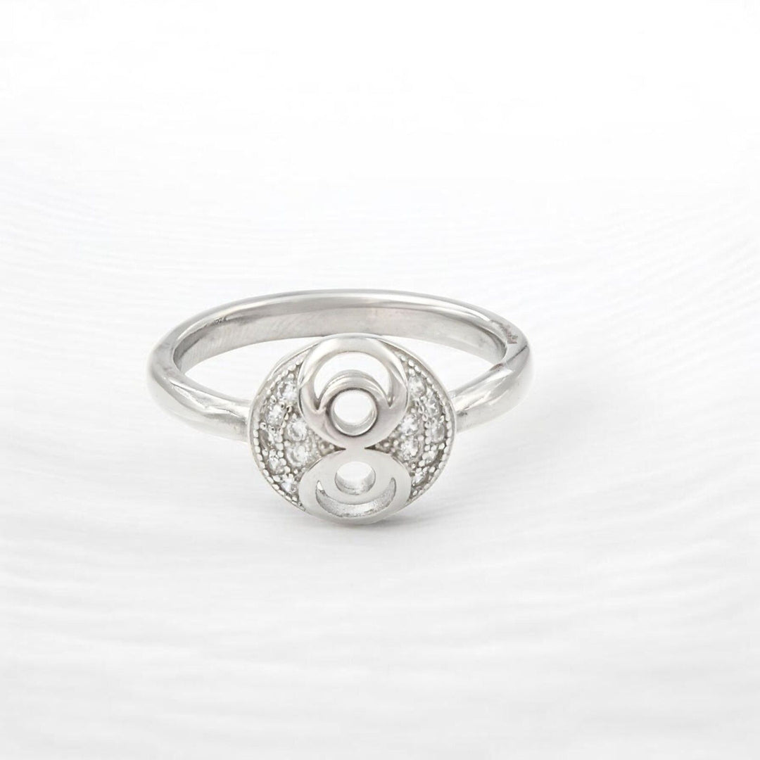 925 Real Silver White CZ Platinum Finish Owl Eye Ring