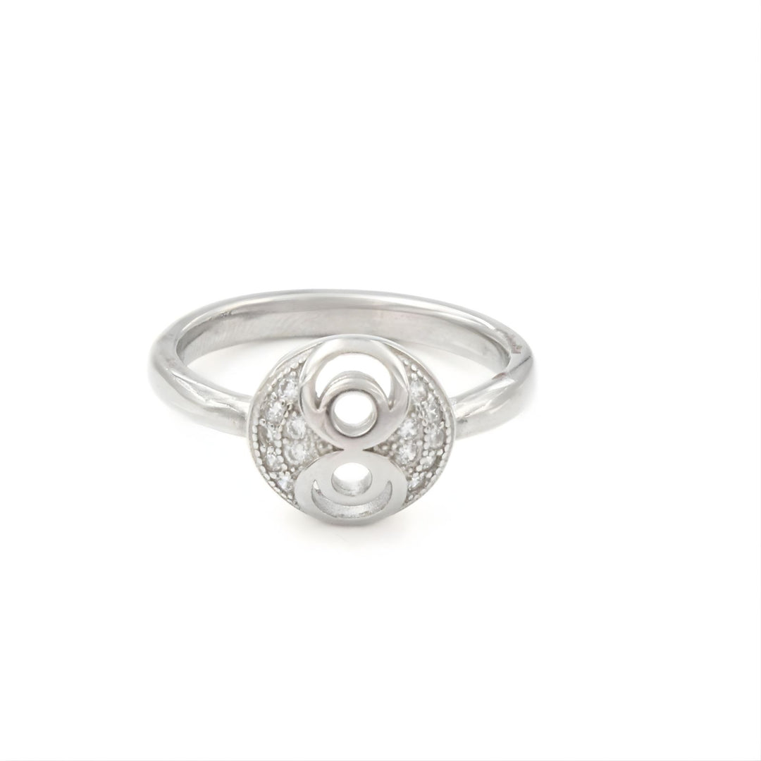 925 Real Silver White CZ Platinum Finish Owl Eye Ring