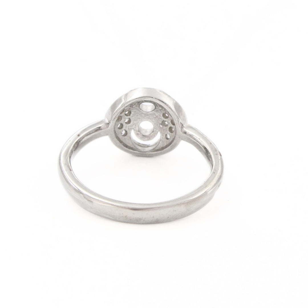 925 Real Silver White CZ Platinum Finish Owl Eye Ring