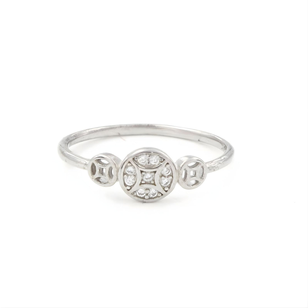 925 Real Silver White CZ Platinum Finish Girlish Ring