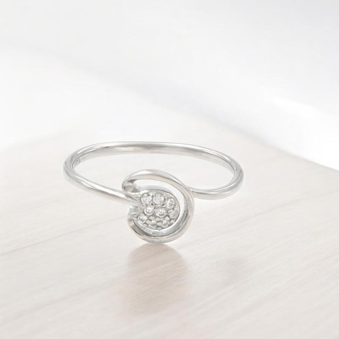925 Real Silver White CZ  Sparkling Swirl Ring
