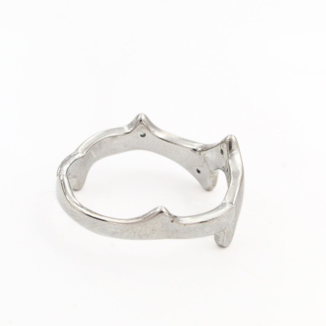 925 Real Silver White CZ Narrow Bend Thorny Ring
