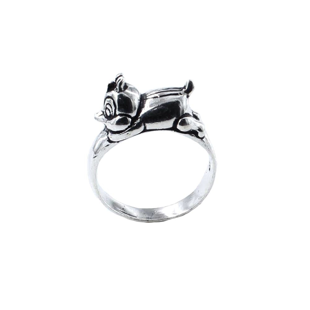 925 Sterling Silver Oxidized Rabbit Style Indian Unisex Ring