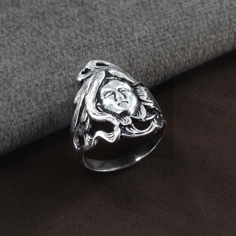 Antique Face Style Real 925 Sterling Silver Oxidized Unisex Ring