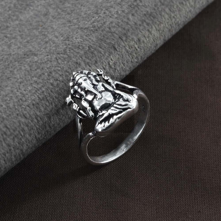 Lord Ganesha 925 Sterling Silver Oxidized Indian Unisex Ring