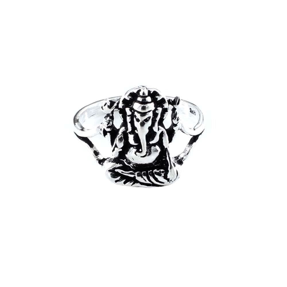 Lord Ganesha 925 Sterling Silver Oxidized Indian Unisex Ring