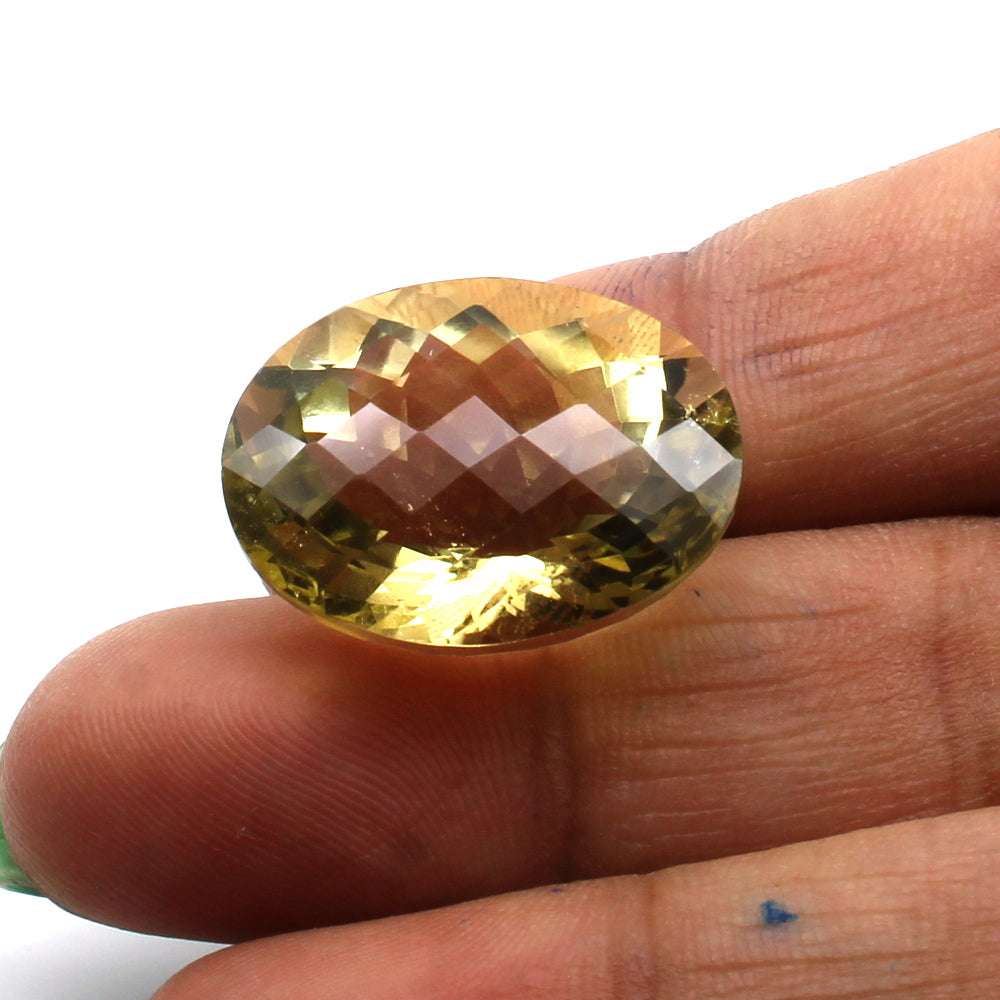 26.7Ct A+ NATURAL Lemon Quartz Oval Faceted Gemstone