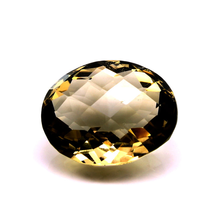 30.8Ct Natural Smoky Quartz Crystal Oval checker Gemstone