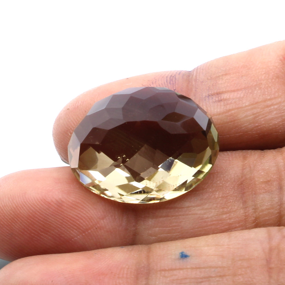30.8Ct Natural Smoky Quartz Crystal Oval checker Gemstone
