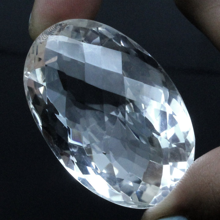 148.2Ct Natural Clear Crystal Quartz Oval Checker Fine Gemstone