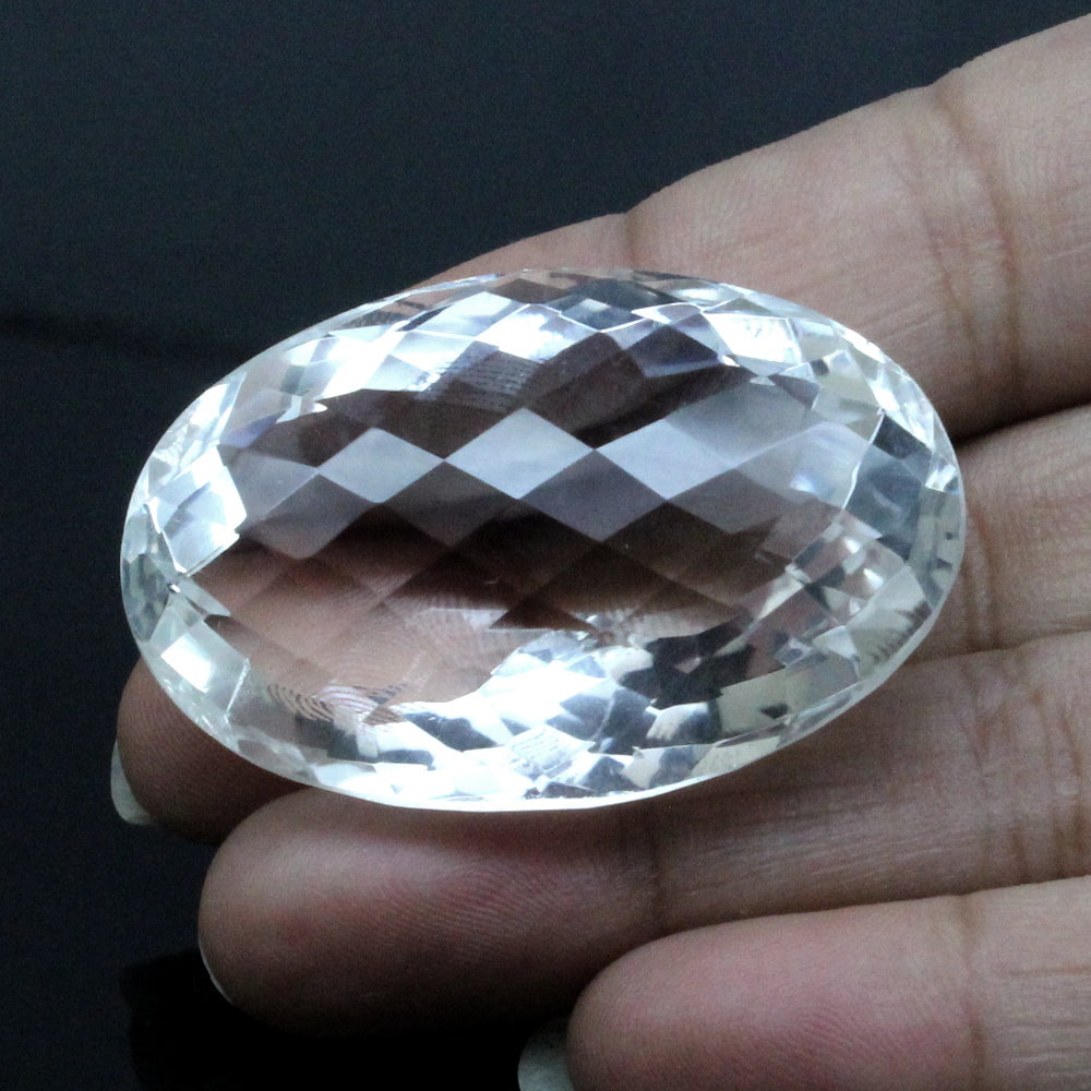 148.2Ct Natural Clear Crystal Quartz Oval Checker Fine Gemstone