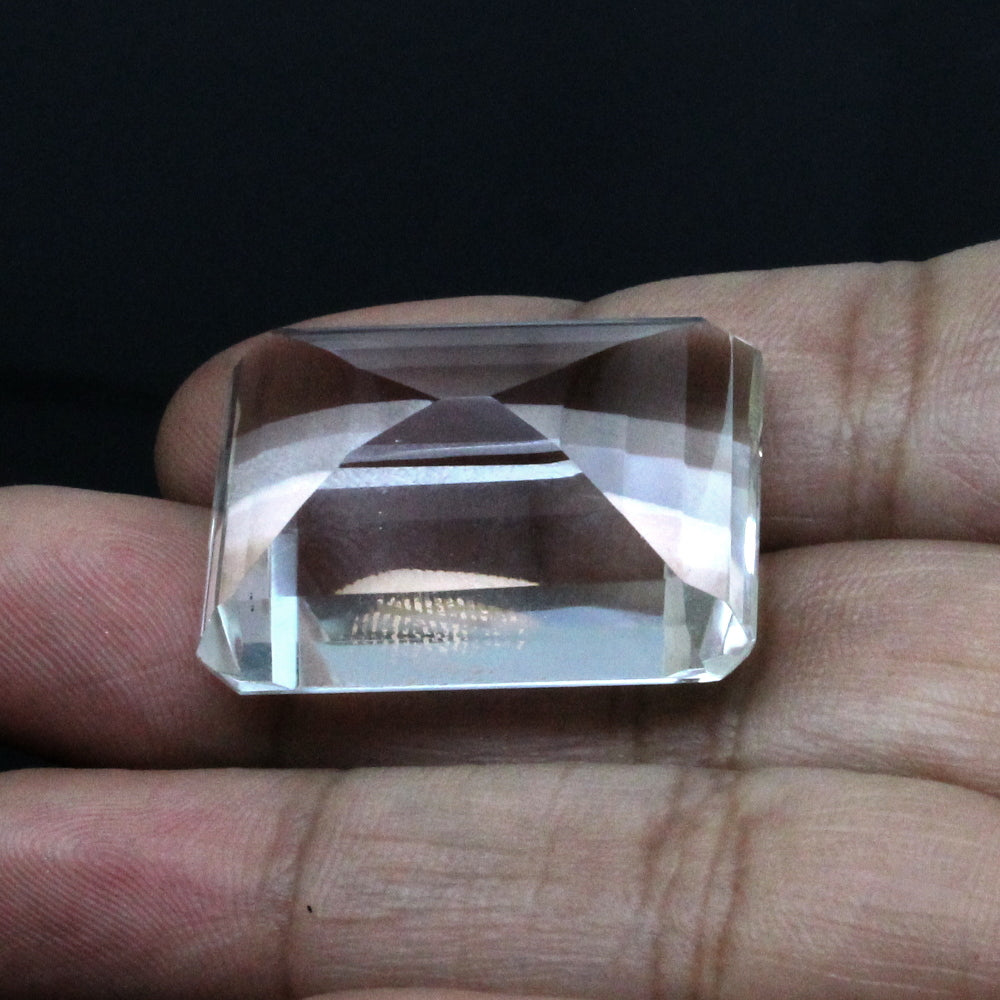 66Ct Natural Clear Crystal Quartz Rectangle Fine Gemstone
