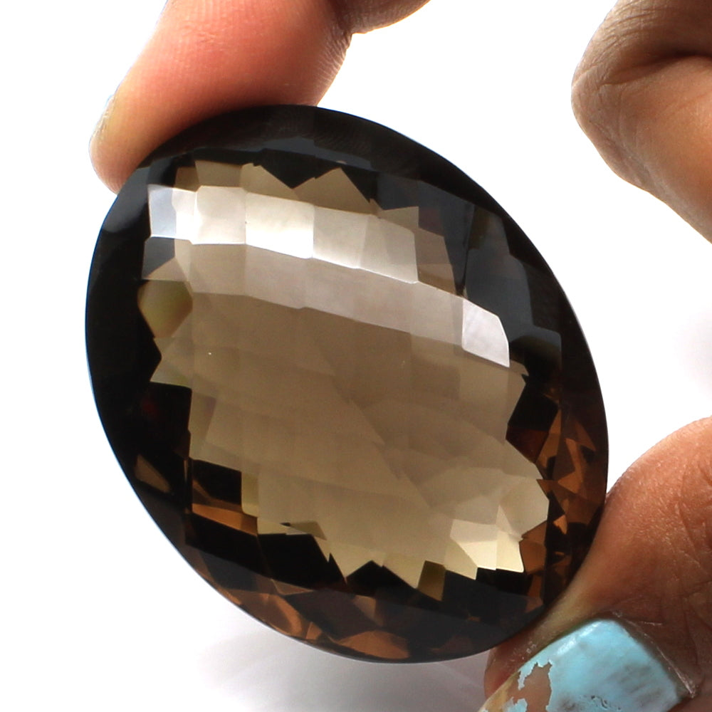 212.4Ct Natural Smoky Quartz Crystal Oval checker Gemstone