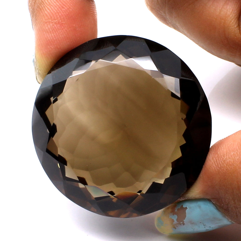 160Ct Natural Smoky Quartz Crystal Round Gemstone