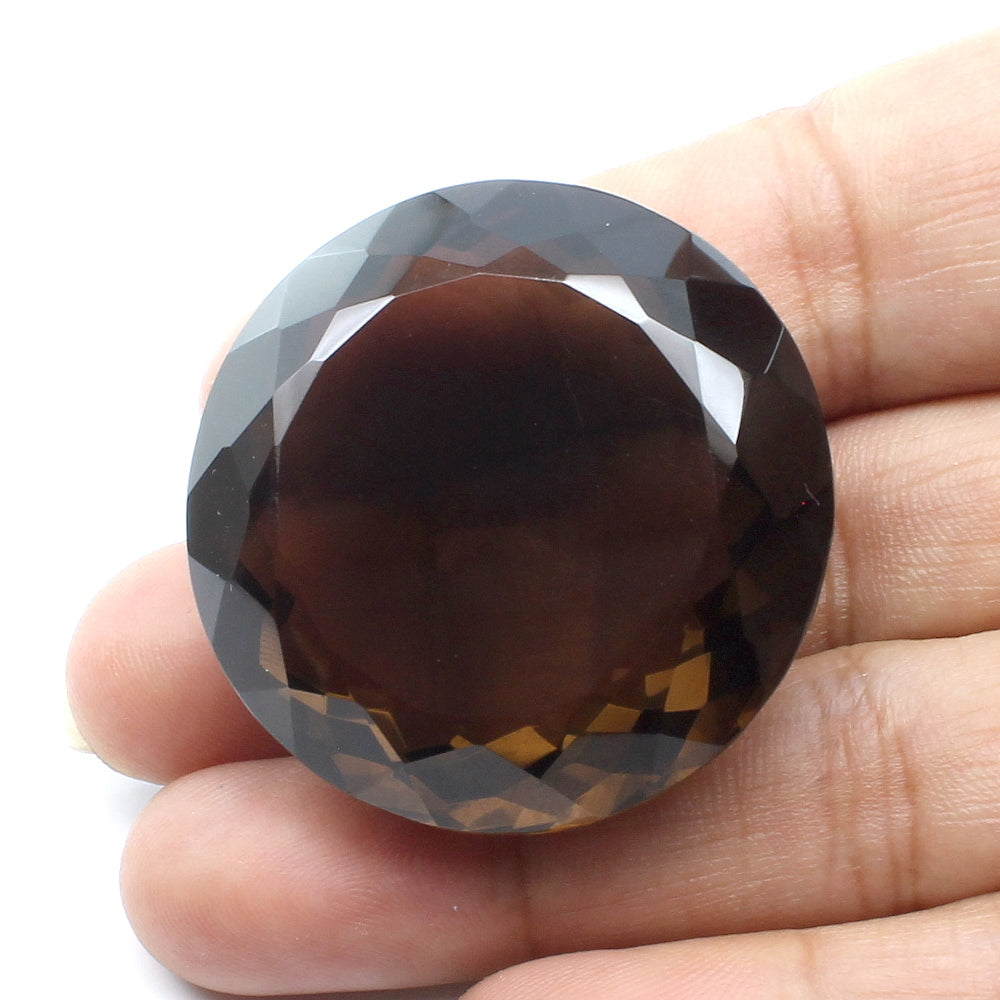160Ct Natural Smoky Quartz Crystal Round Gemstone