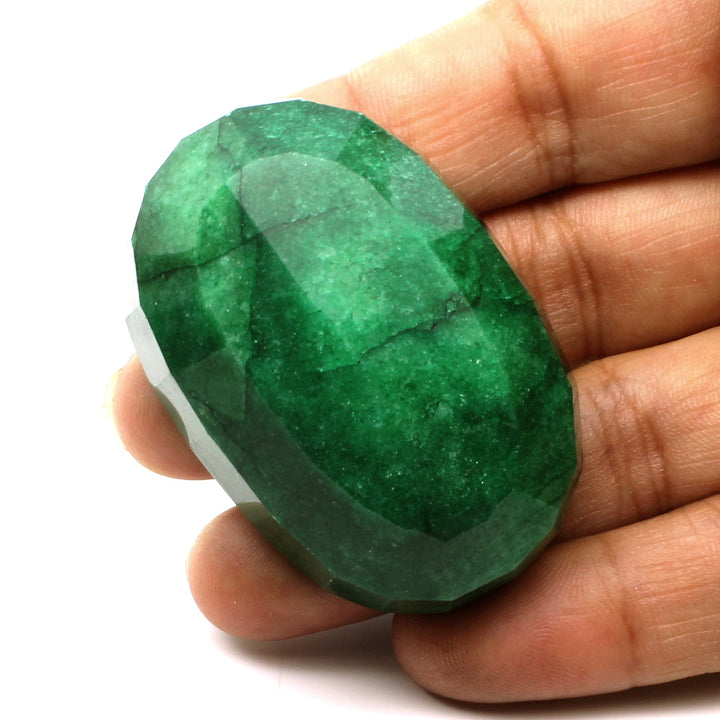 301Ct Natural Brazilian Green Emerald Oval Shape Faceted Gemstone