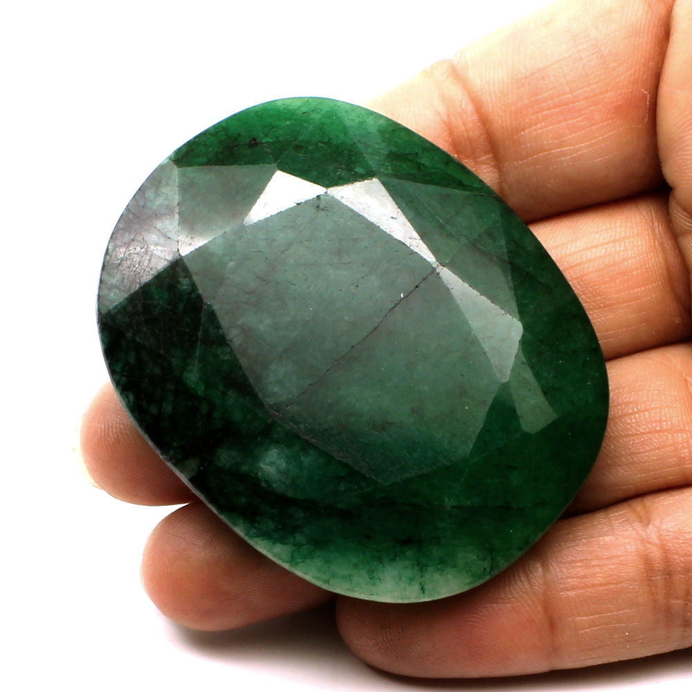 262.2Ct Natural Brazilian Green Emerald Oval Shape Faceted Gemstone
