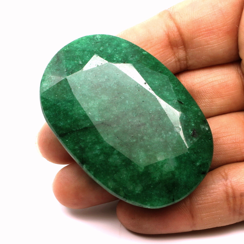 290.7Ct Natural Brazilian Green Emerald Oval Shape Faceted Gemstone