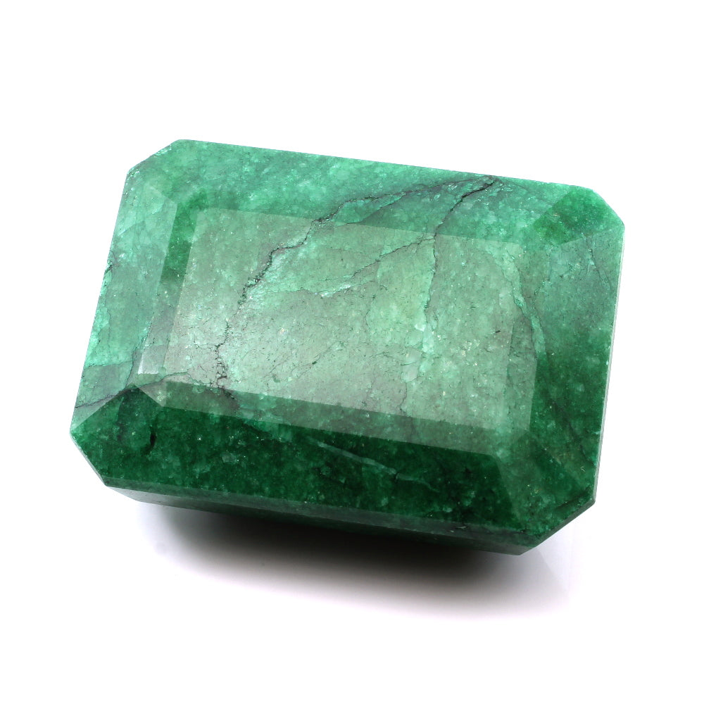 370.9Ct Natural Green Emerald Rectangle Cut Faceted Brazilian Gemstone