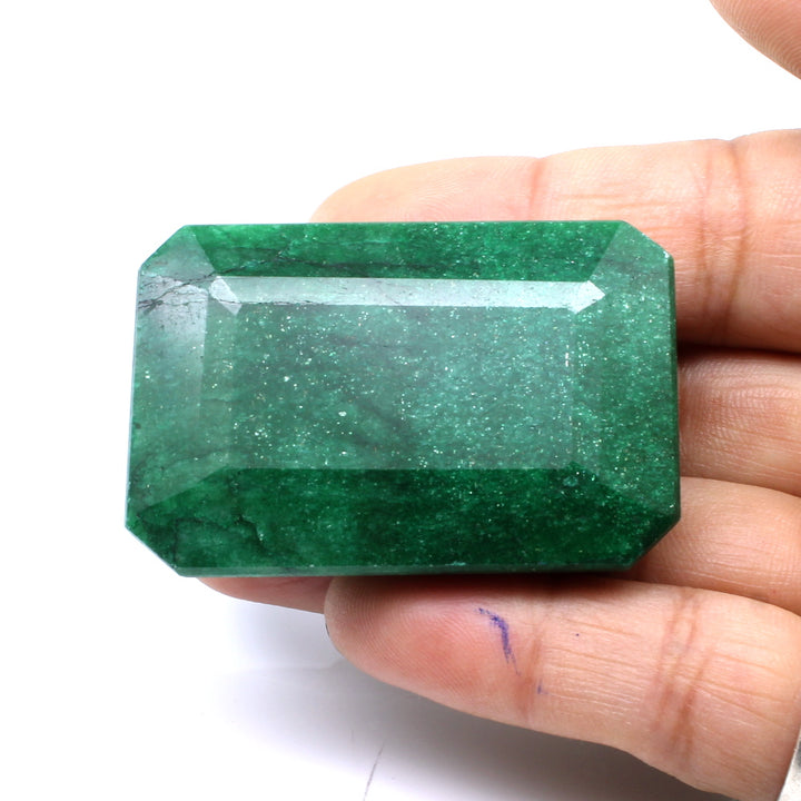 264.8Ct Natural Green Emerald Rectangle Cut Faceted Gemstone