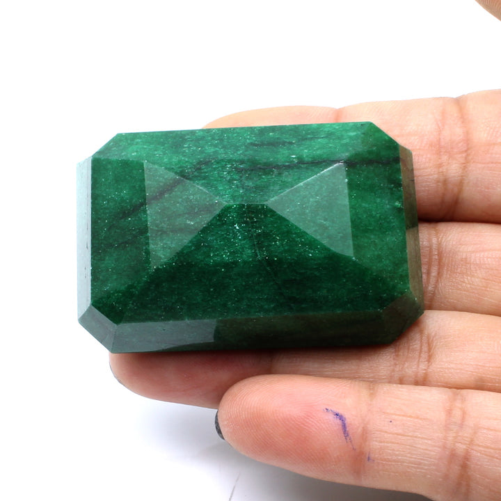 264.8Ct Natural Green Emerald Rectangle Cut Faceted Gemstone