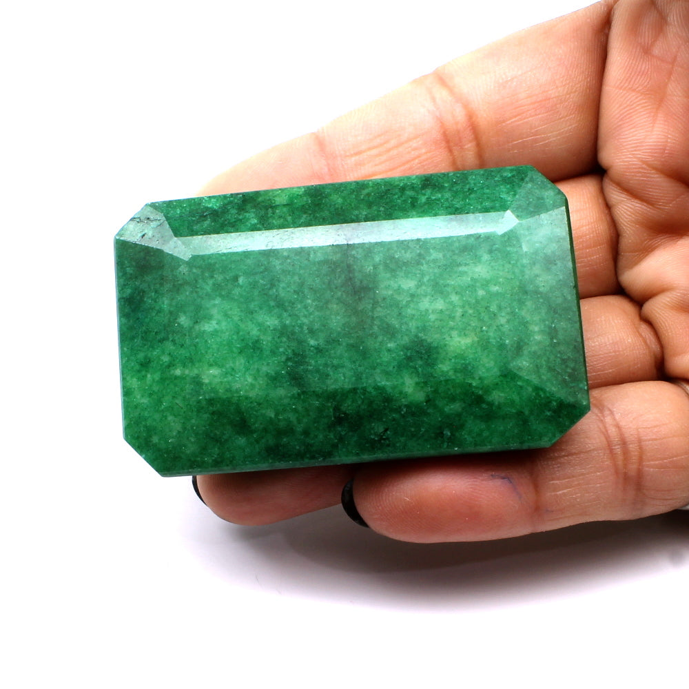 297.8Ct Natural Brazilian Green Emerald Rectangle Cut Faceted Gemstone