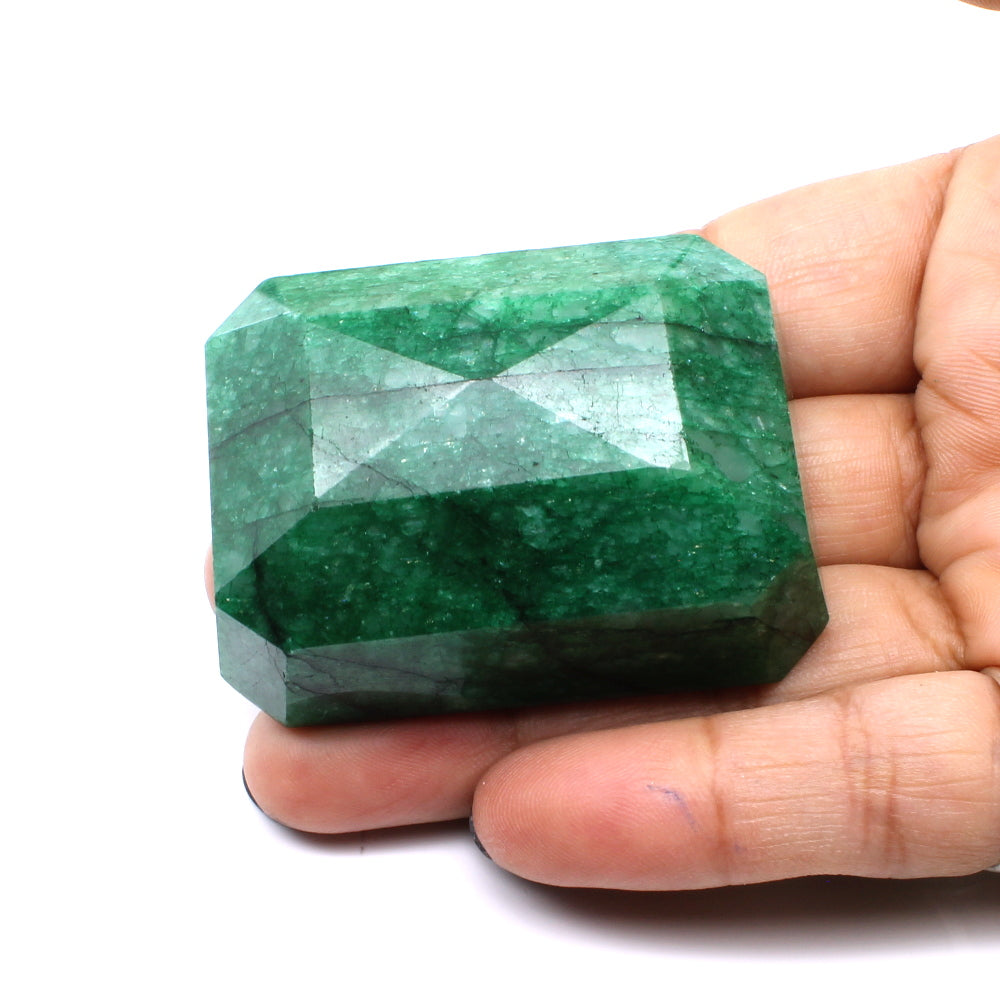 536Ct Natural Brazilian Green Emerald Rectangle Faceted Gemstone